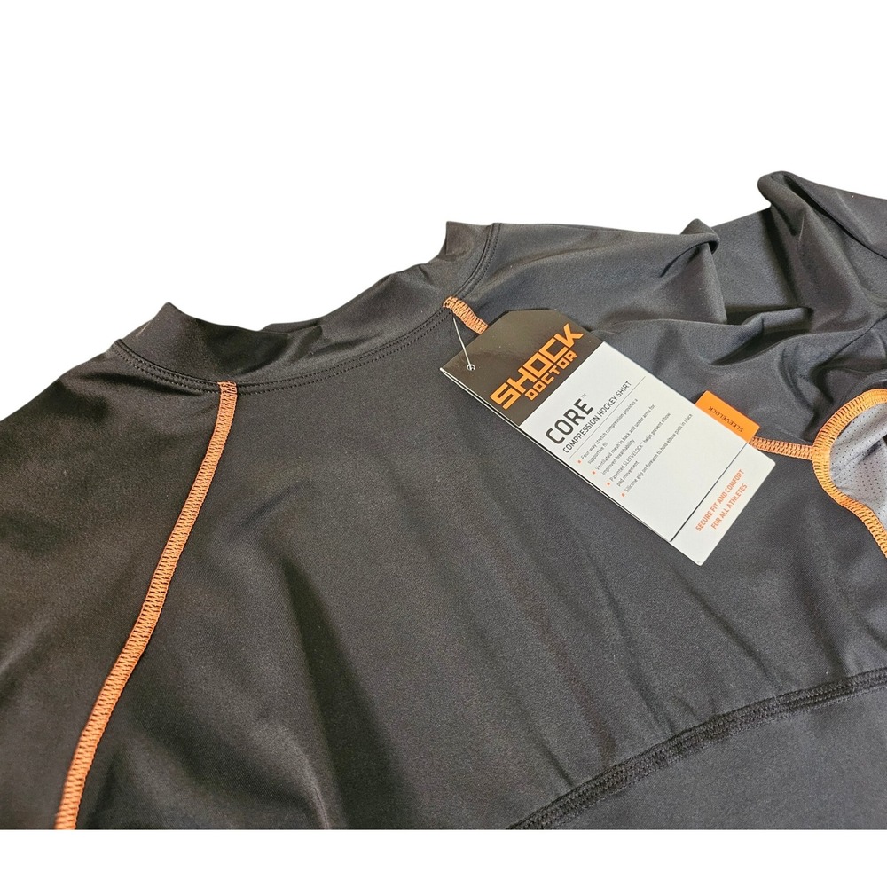 Shock Doctor Core Compression Hockey Shirt Mens Large Black Orange 30150 NWT